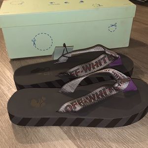 Off-white Grey Black flip flops